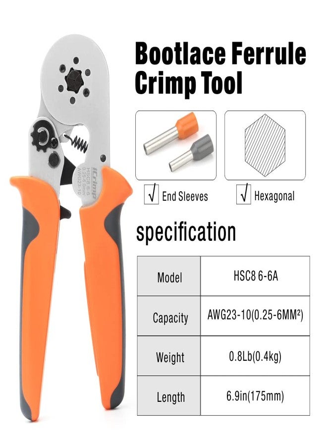 IWISS iCrimp Wire Ferrule Crimping Tool, Hexagonal Crimp Profile, Self-adjusting Wire End-sleeves Crimper for AWG23-10 Insulated Terminal & Non-insulated Ferrule - Image 2