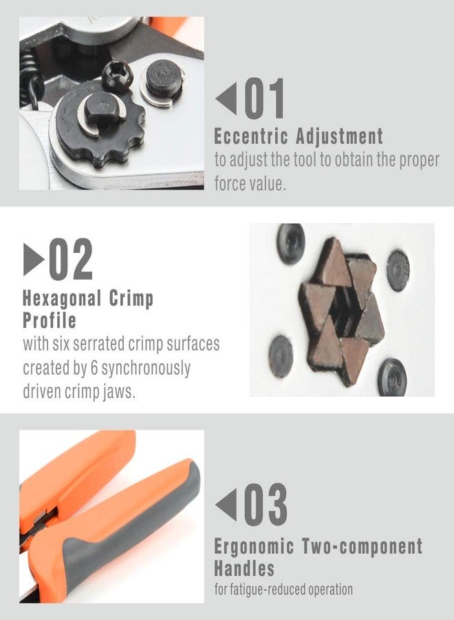 IWISS iCrimp Wire Ferrule Crimping Tool, Hexagonal Crimp Profile, Self-adjusting Wire End-sleeves Crimper for AWG23-10 Insulated Terminal & Non-insulated Ferrule - Image 4
