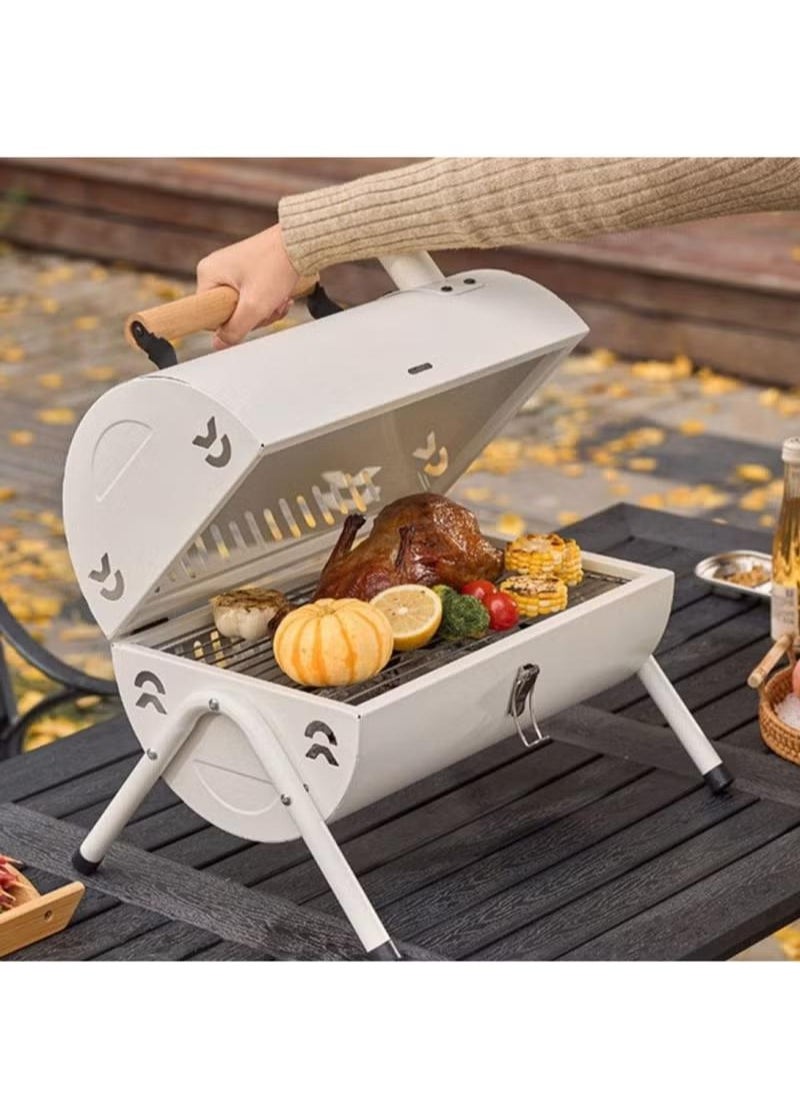 Portable Charcoal Grill With Cover And Chimney，Double Sided Barbecue,Tabletop BBQ Grill For Outdoor Camping Backyard Party Cooking ,White - pzsku/Z025F4C668B3B2D1CF0E1Z/45/_/1698747439/de73c597-8d45-4fcf-8e0a-ac6e31f5a4f0