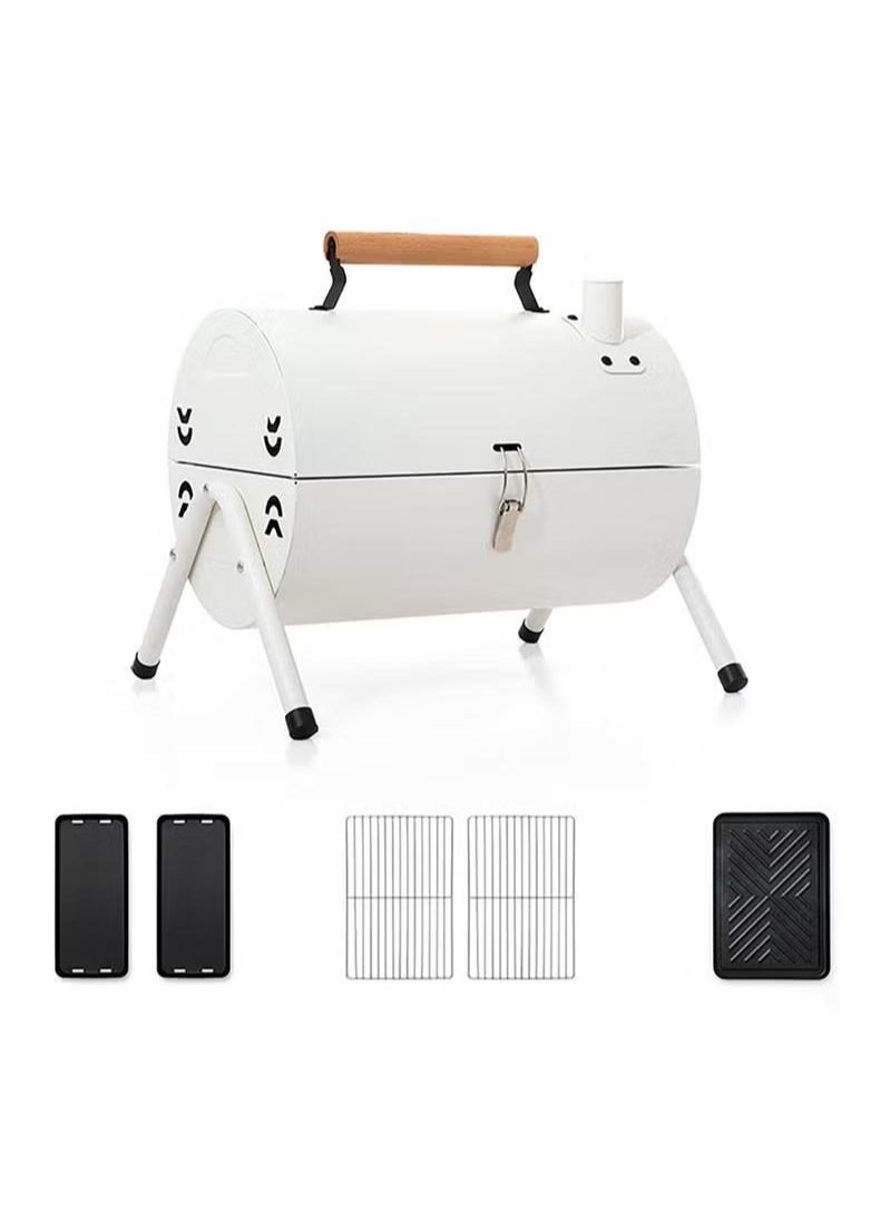 Portable Charcoal Grill With Cover And Chimney，Double Sided Barbecue,Tabletop BBQ Grill For Outdoor Camping Backyard Party Cooking ,White - pzsku/Z025F4C668B3B2D1CF0E1Z/45/_/1698747467/d6ceb752-eece-46b9-aaa7-be57e61ced68