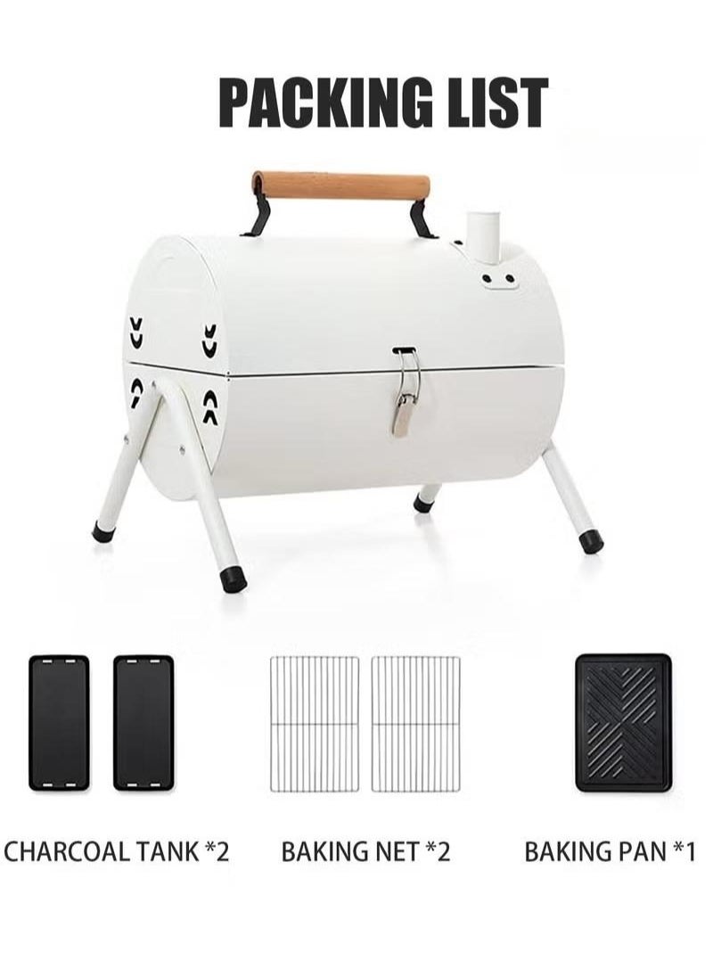 Portable Charcoal Grill With Cover And Chimney，Double Sided Barbecue,Tabletop BBQ Grill For Outdoor Camping Backyard Party Cooking ,White - pzsku/Z025F4C668B3B2D1CF0E1Z/45/_/1698747567/83fef407-0c5b-473a-b63b-9433bab3d607