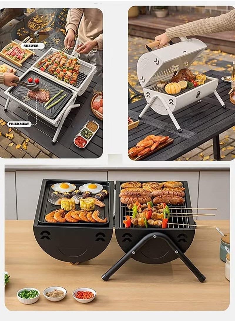 Portable Charcoal Grill With Cover And Chimney，Double Sided Barbecue,Tabletop BBQ Grill For Outdoor Camping Backyard Party Cooking ,White - pzsku/Z025F4C668B3B2D1CF0E1Z/45/_/1698747568/5c7665e6-17fd-433c-ac0c-01328bd0800e