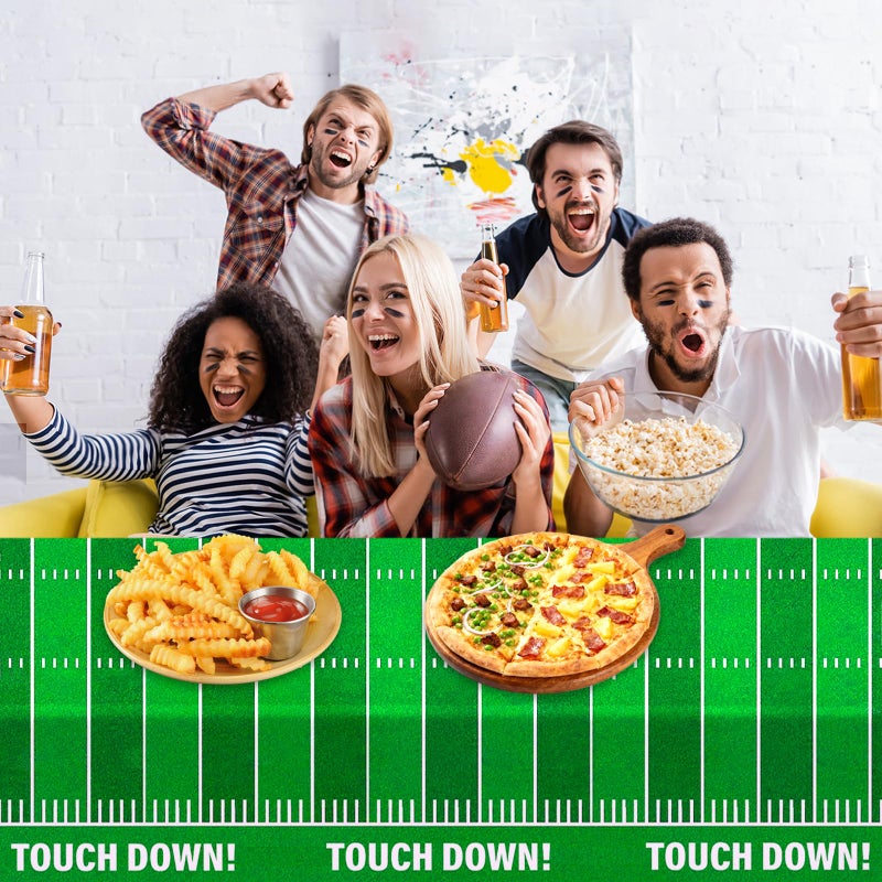 Yunfan Football Party Decorations 2Pcs Disposable Football Tablecloth 54"x108" Brown Green Plastic Touchdown Table Cover for Football Decorations Birthday Foot Ball Party Game Day - Image 4