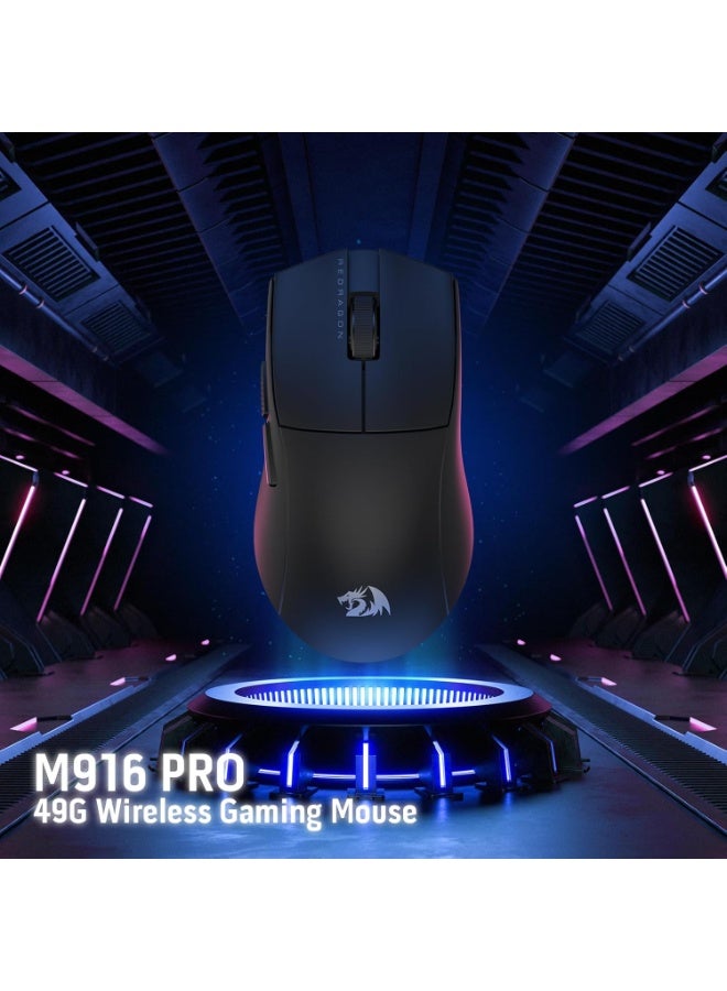 ريدراجون M916 كينغ إصدار 4K برو ، ماوس ألعاب خفيف الوزن للغاية لاسلكي 2.4G / سلكي / بلوتوث ، ماكس 26000 DPI ، 5 أزرار قابلة للبرمجة وذاكرة مدمجة ، مستشعر بصري عالي الدقة 3395 ، للاستخدام على الكمبيوتر الشخصي واللابتوب في المنزل والمكتب - Image 2