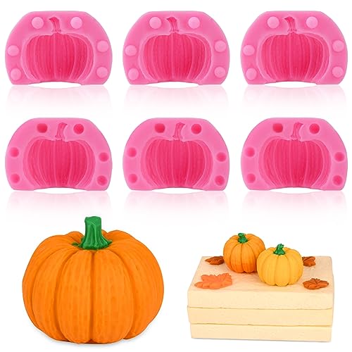 Actvty 3D Pumpkin Silicone Molds 6 Pcs Half a Pumpkin Chocolate Candy Fondant Mold for Halloween Thanksgiving Fall Baking Cake Decoration Soap Candle Clay Resin Casting