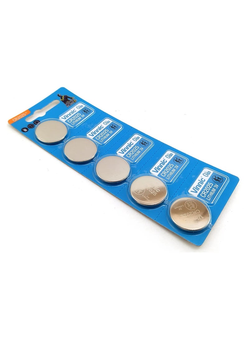 Vinnic 5-Pieces Vinnic CR2025 Lithium 3V Positive Power 0%Hg Batteries - Image 2