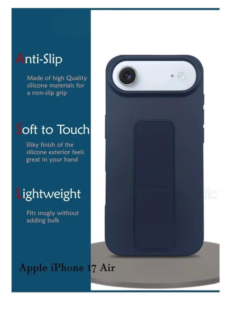 Mlbose Slim & Lightweight Apple iPhone 17 Air Case Cover with Built-In Magnetic Hand Grip – 3-in-1 Shock-Resistant TPU Protective Phone Case in Stylish Blue Featuring Secure Grip, Kickstand for Hands-Free Viewing & Full Access Cutouts – For iPhone 17 Air - Image 2