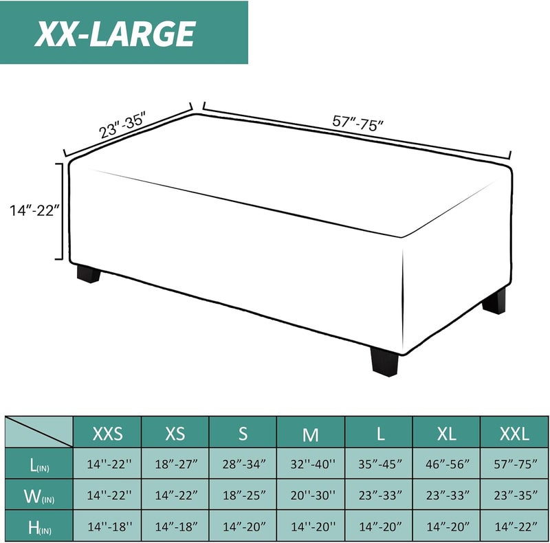 MAXIJIN Velvet Ottoman Cover Rectangular Stretch Square Ottoman Covers Slipcover Rectangle Washable Foot Stool Cover Thick Storage Protector with Elastic Bottom (Ottoman XX-Large, White) - Image 3