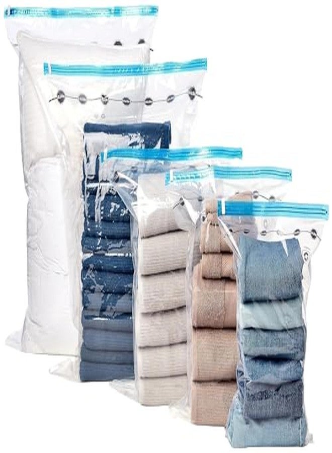 Vivatra Vacuum Compression Storage Bags with Hand Pump - Large, 5-Pack, Plastic (Pack of 5, Transparent) - Image 3