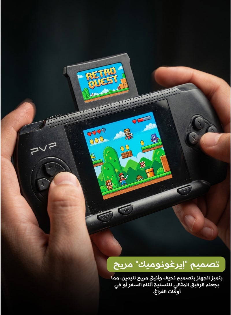 بي في بي جهاز ألعاب محمول كلاسيكي ريترو بفتحة عرض إضافية - يدعم ألعاب الفيديو القديمة، أسود_ جهاز ألعاب ريترو_بلايستيشن محمول صغير_أجهزة ألعاب فيديو محمولة - Image 4