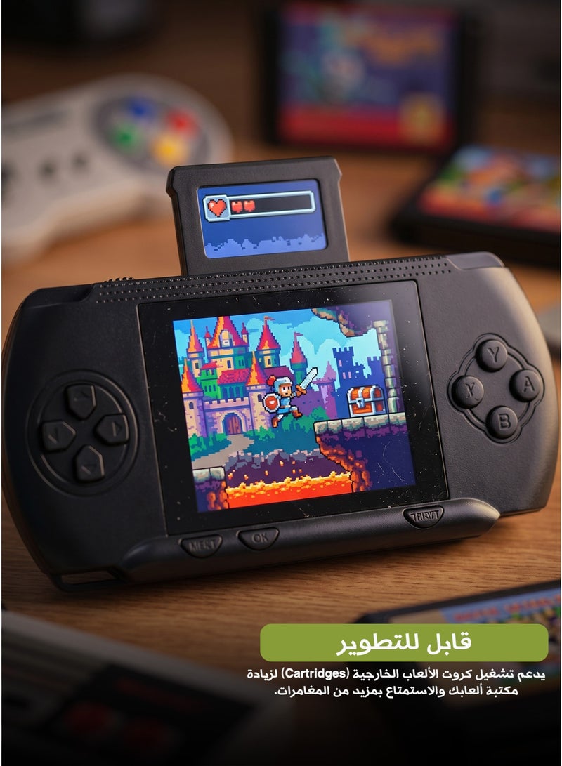 بي في بي جهاز ألعاب محمول كلاسيكي ريترو بفتحة عرض إضافية - يدعم ألعاب الفيديو القديمة، أسود_ جهاز ألعاب ريترو_بلايستيشن محمول صغير_أجهزة ألعاب فيديو محمولة - Image 2