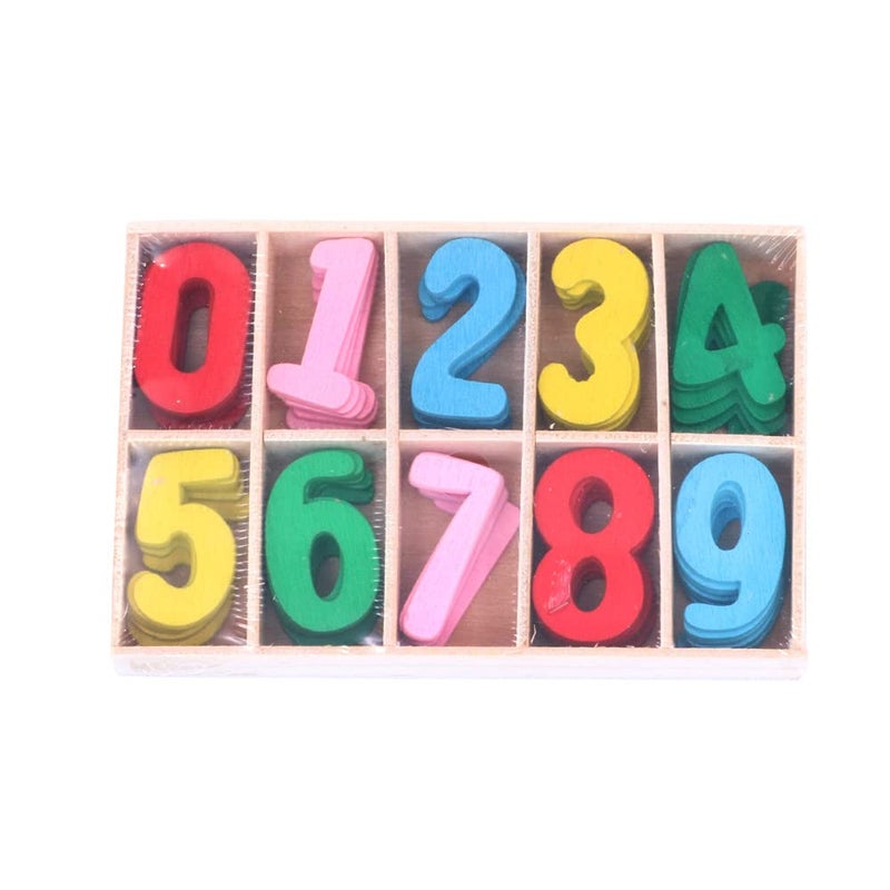 ANCLLO ANCLLO Mixed Rainbow Colors Wooden 0-9 Numbers Decorations Early Educational Learning with Storage Box  - Image 2