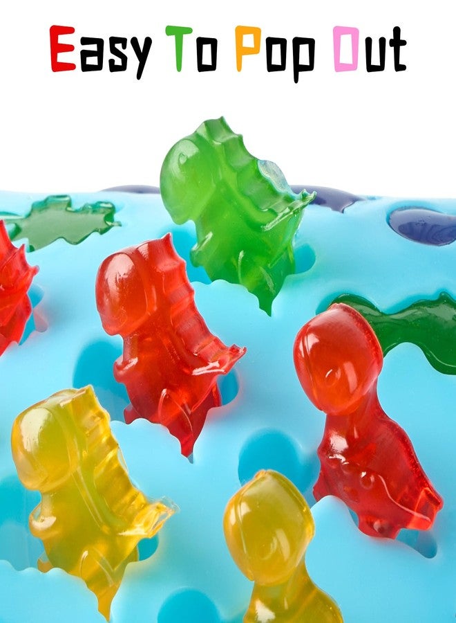 CLUEWR 6 Pcs Mini Gummy Candy Molds Set, Silicone Bear Donut Dinosaur Fruit Snack Molds with 4 Droppers, Storage Box and Brush for Small Jello Candy Chocolate Gummy - Image 4