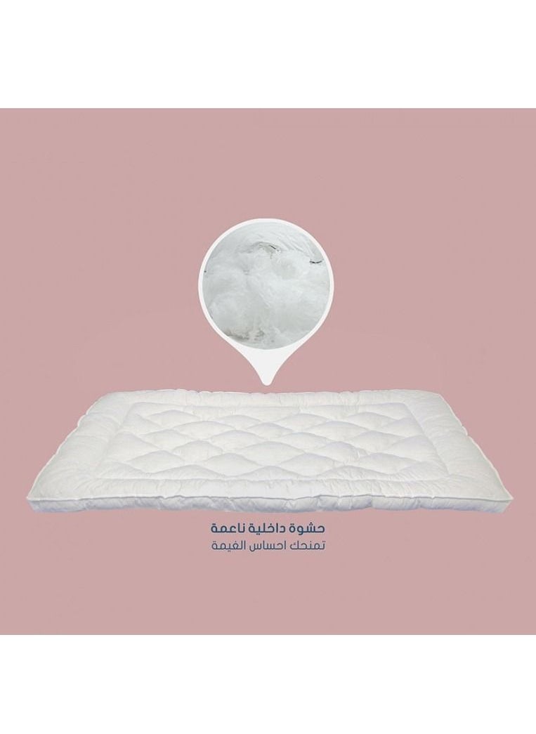 Generic - One Layer Microfiber Mattress Topper 8 cm With Rubber Frame White 200x200cm - Image 1