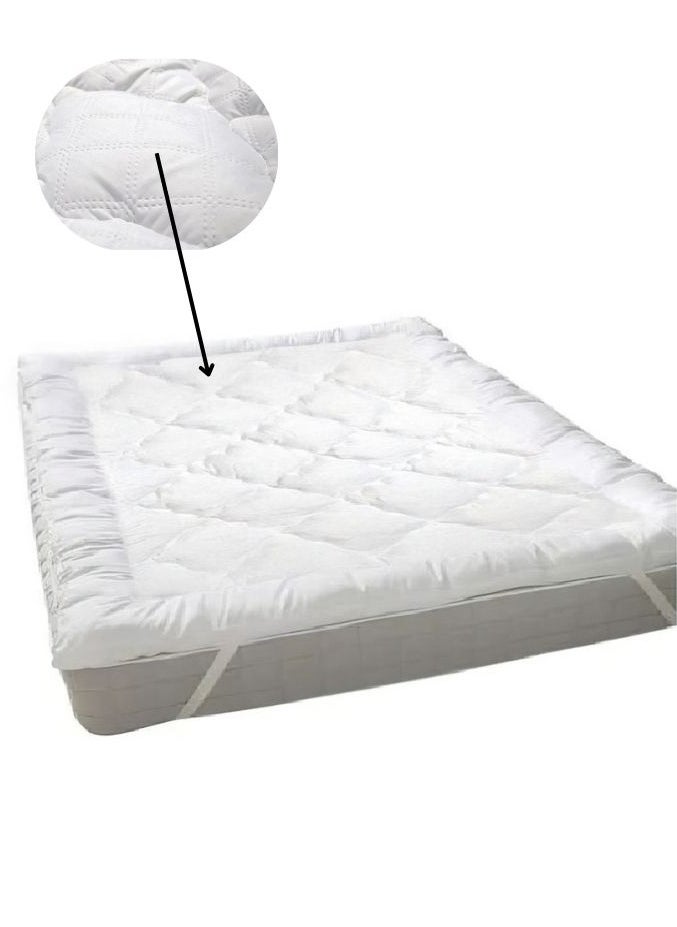 Generic - One Layer Microfiber Mattress Topper 8 cm With Rubber Frame White 200x200cm - Image 1
