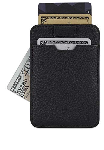 Vaultskin CHELSEA Mens RFID Blocking Slim Leather Card Wallet Minimalist Front Pocket Cardholder in Matt Black - Image 3
