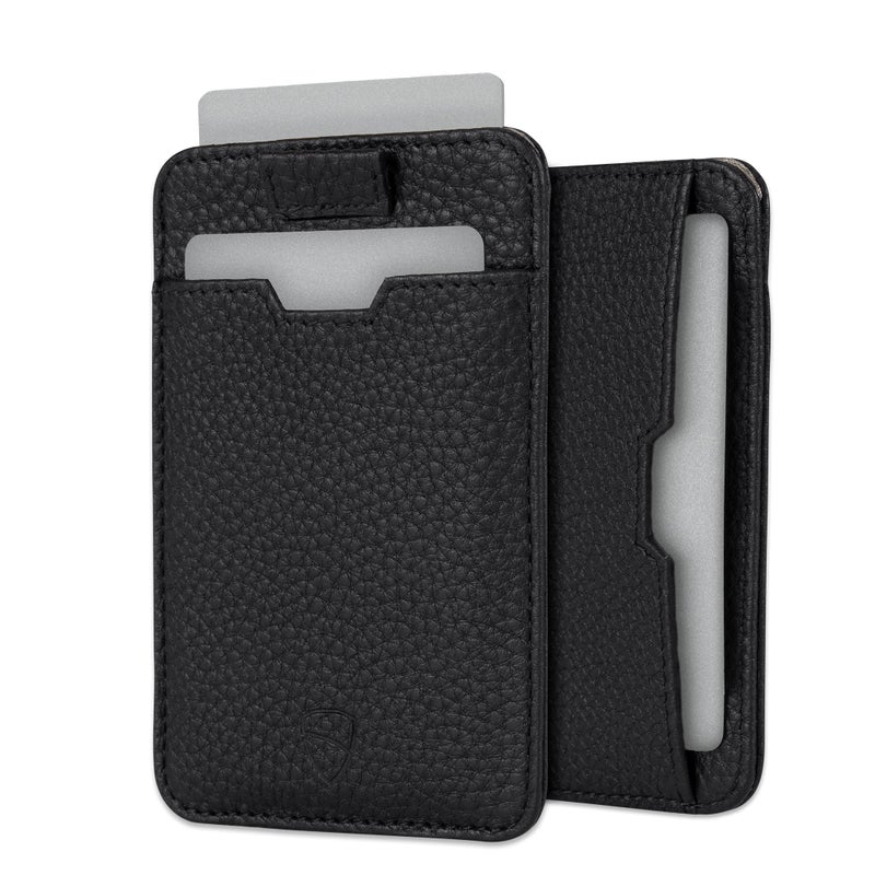 Vaultskin CHELSEA Mens RFID Blocking Slim Leather Card Wallet Minimalist Front Pocket Cardholder in Matt Black - Image 2