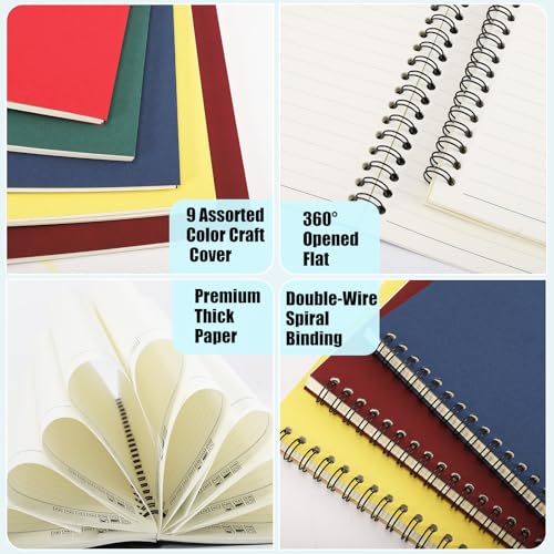 Dyrfolm 18 Pack Spiral Notebook Bulk,A5 Lined Notebooks,8.3 x 5.5 Inch Kraft Cover Notebook,College Ruled Journals Notebooks,Travel Writing Notebooks for Office Supplies,50 Sheets/100 Pages(9 Color) - Image 4