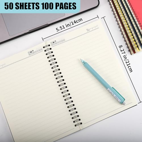 Dyrfolm 18 Pack Spiral Notebook Bulk,A5 Lined Notebooks,8.3 x 5.5 Inch Kraft Cover Notebook,College Ruled Journals Notebooks,Travel Writing Notebooks for Office Supplies,50 Sheets/100 Pages(9 Color) - Image 2