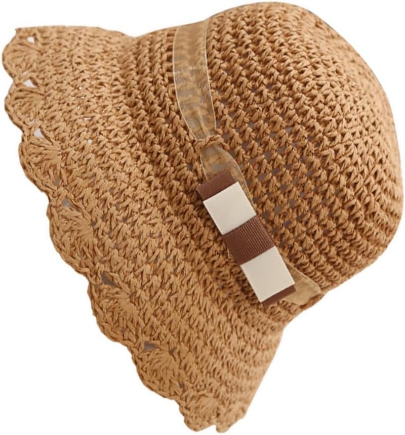 قبعة صيد خفيفة الوزن للفتيان والفتيات مع زينة القوس للأنشطة الخارجية كاكي - Image 2