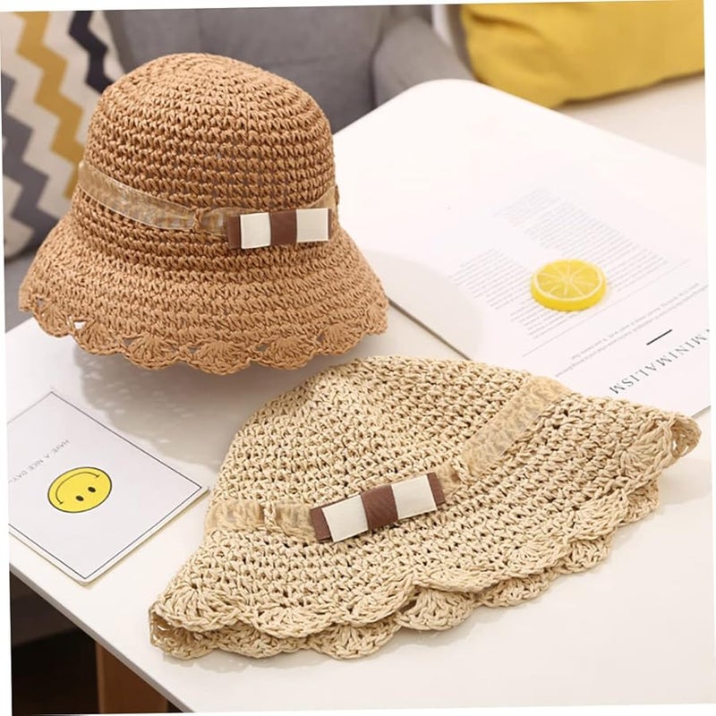 قبعة صيد خفيفة الوزن للفتيان والفتيات مع زينة القوس للأنشطة الخارجية كاكي - Image 5