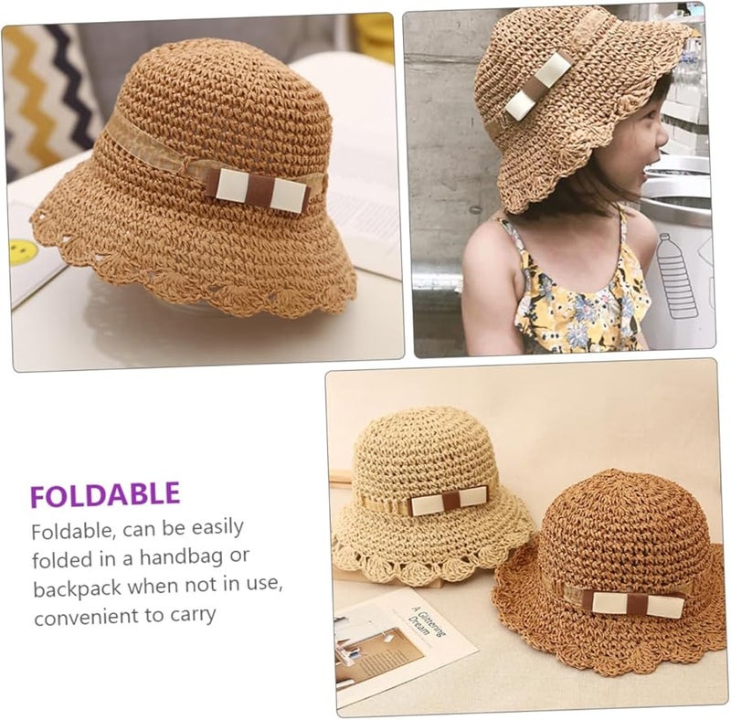 قبعة صيد خفيفة الوزن للفتيان والفتيات مع زينة القوس للأنشطة الخارجية كاكي - Image 4