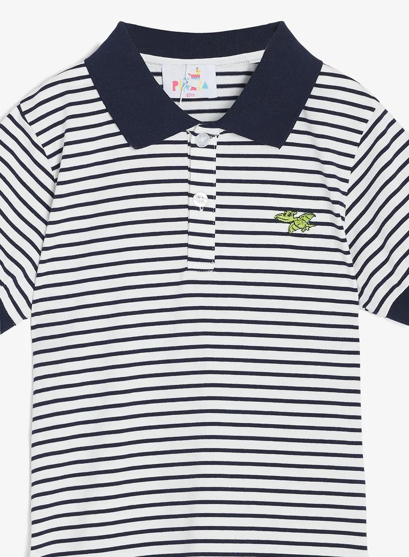 Pinata  Flying Dragon Stripe Cotton Polo Tshirt for Men | Best Price UAE