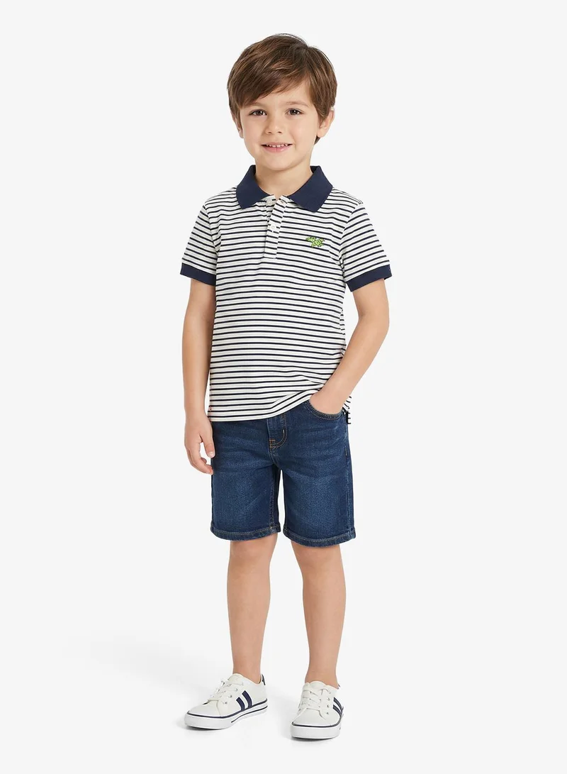 Pinata Flying Dragon Stripe Cotton Polo Tshirt