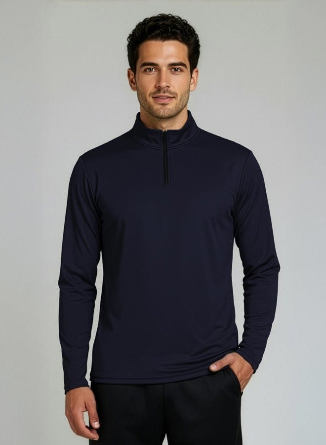REALESSENTIALS 3 Pack: Men's Mesh Long Sleeve Athletic Quarter Zip Pullover - Outdoor UPF 50+ (Available in Big & Tall) - Image 2