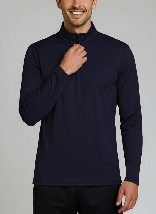 REALESSENTIALS 3 Pack: Men's Mesh Long Sleeve Athletic Quarter Zip Pullover - Outdoor UPF 50+ (Available in Big & Tall) - Image 3