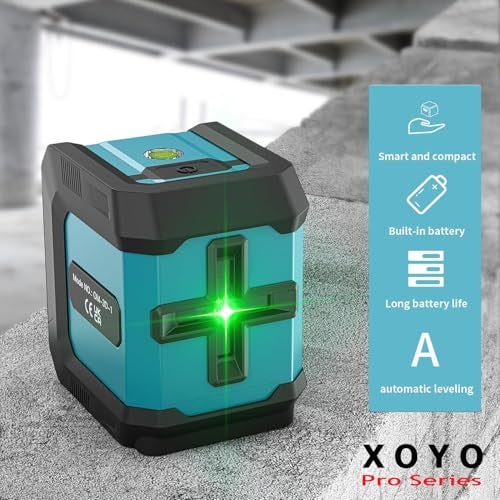 XOYO PRO Laser Leveller Machine Cross Line | Shock Protection Body | 3 Brightness Mode 99Ft Green Beam | Self-Levelling | FREE 2 x AAA Battery Long standby | for Interior Works & Construction Sites - Image 2