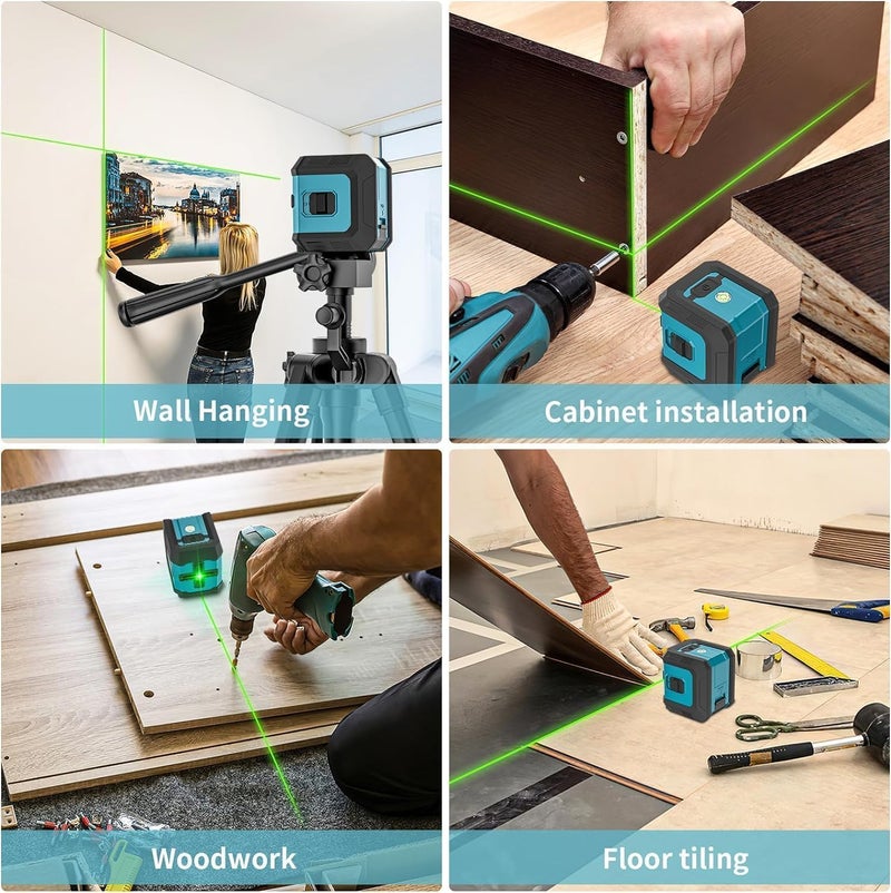 XOYO PRO Laser Leveller Machine Cross Line | Shock Protection Body | 3 Brightness Mode 99Ft Green Beam | Self-Levelling | FREE 2 x AAA Battery Long standby | for Interior Works & Construction Sites - Image 4