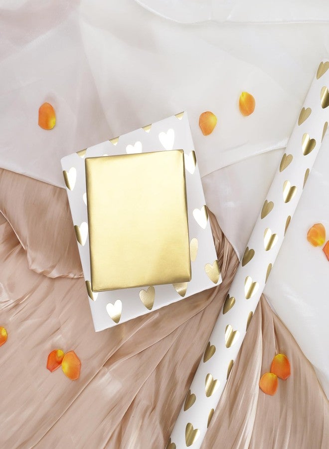 LaRibbons Reversible Wedding Wrapping Paper Roll, Gift Wrapping Paper with Gold Heart on White Design, Perfect for Birthday, Bridal Shower, Anniversaries, Engagement, 17 Inch × 33 Feet - Image 4