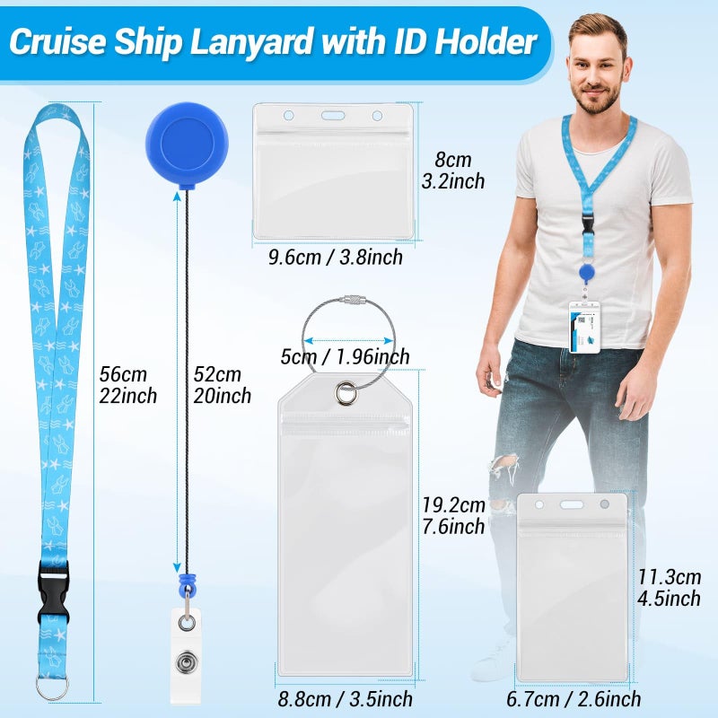 Billbotk Cruise Lanyards, 6 Pack Waterproof Cruise Luggage Tags with Ship Key Card Badge Holder Travel Lanyard Retractable, Cruise Essentials Accessories - Image 3