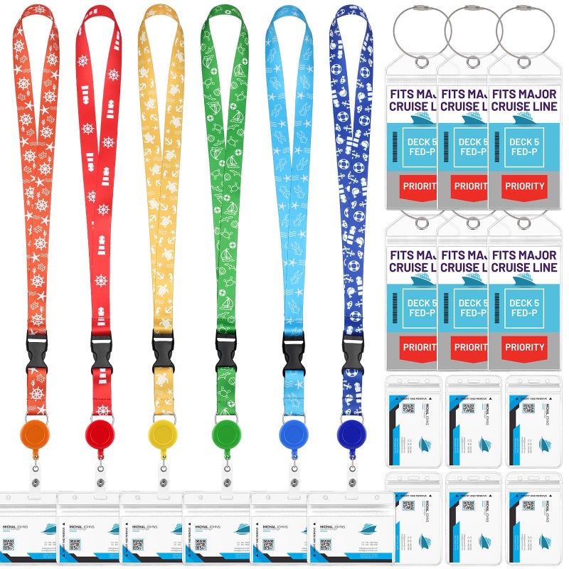 Billbotk Cruise Lanyards, 6 Pack Waterproof Cruise Luggage Tags with Ship Key Card Badge Holder Travel Lanyard Retractable, Cruise Essentials Accessories - Image 1