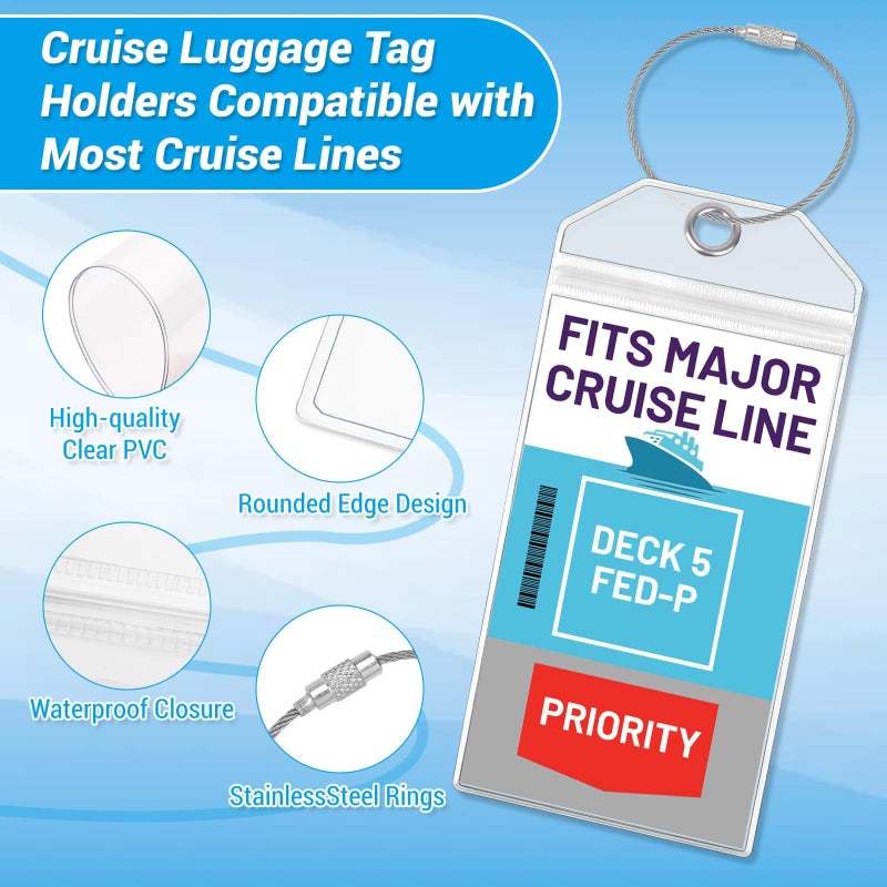 Billbotk Cruise Lanyards, 6 Pack Waterproof Cruise Luggage Tags with Ship Key Card Badge Holder Travel Lanyard Retractable, Cruise Essentials Accessories - Image 4