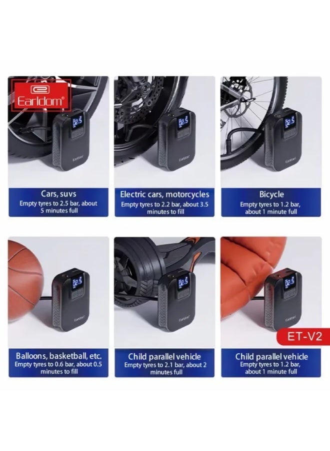 Earldom V2 hot selling mini automatic car tire air compressor pump inflator car air pump Company - Image 3