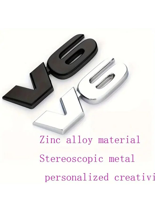 Universal Fit 3D Metal Alloy V6 Engine Badge Black Car Emblem Sticker for Bumper Trunk Luggage Durable Exterior - Image 3