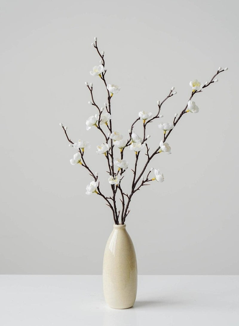 4Pcs Artificial Flowers White Plum Blossom 21.7'' Fake Wintersweet Long Stem Plastic Flowers Home Hotel Office Wedding Party Garden Decor,Fake Plants,Fall Decor,Room,Desk,Garden Decor,Room Decoration Stuff - Image 5