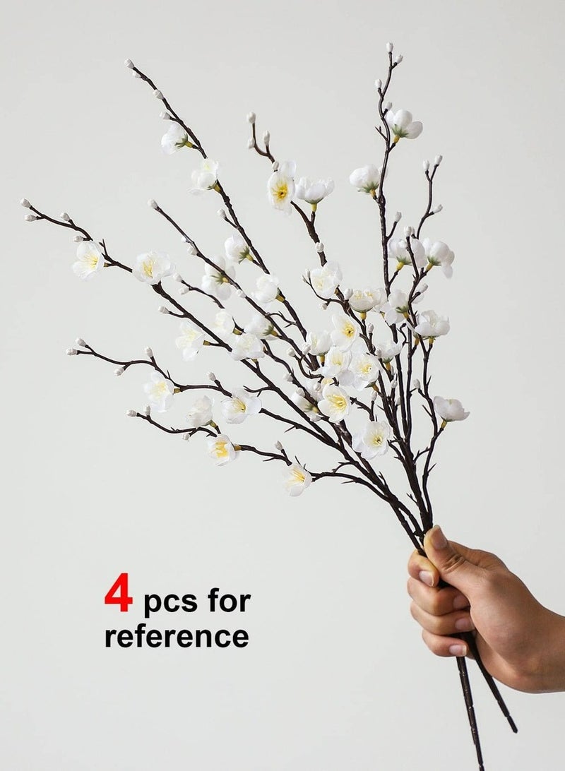 4Pcs Artificial Flowers White Plum Blossom 21.7'' Fake Wintersweet Long Stem Plastic Flowers Home Hotel Office Wedding Party Garden Decor,Fake Plants,Fall Decor,Room,Desk,Garden Decor,Room Decoration Stuff - Image 3