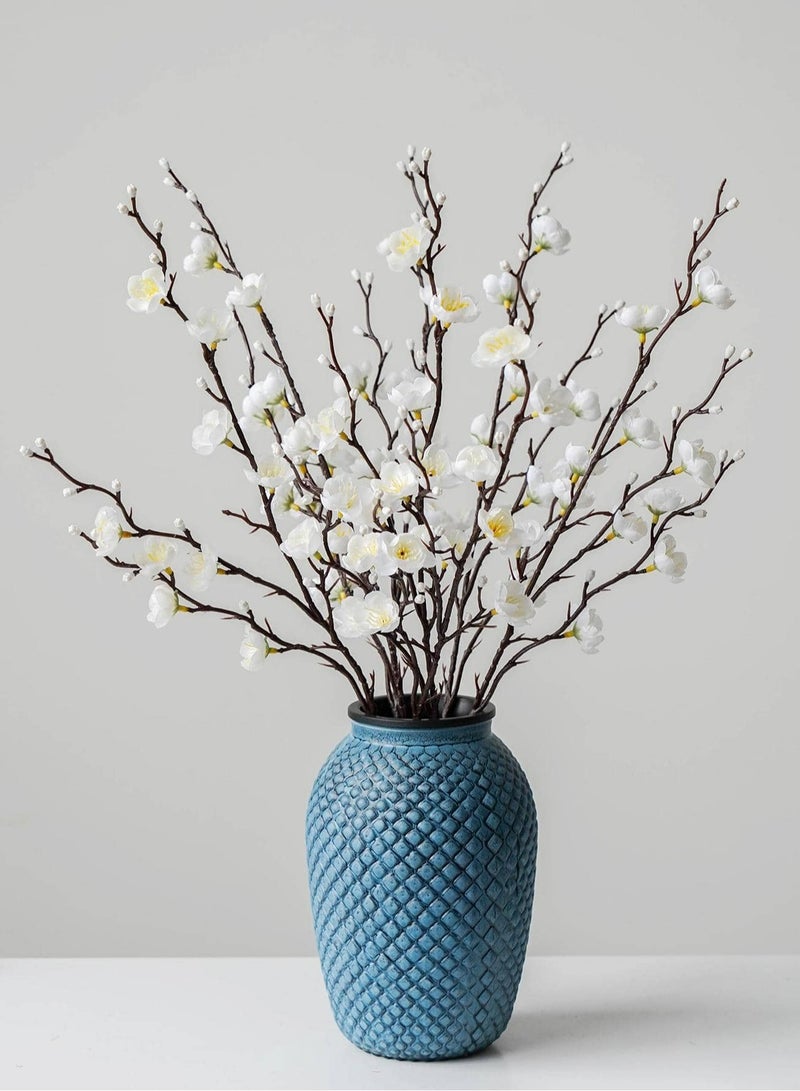 4Pcs Artificial Flowers White Plum Blossom 21.7'' Fake Wintersweet Long Stem Plastic Flowers Home Hotel Office Wedding Party Garden Decor,Fake Plants,Fall Decor,Room,Desk,Garden Decor,Room Decoration Stuff - Image 4