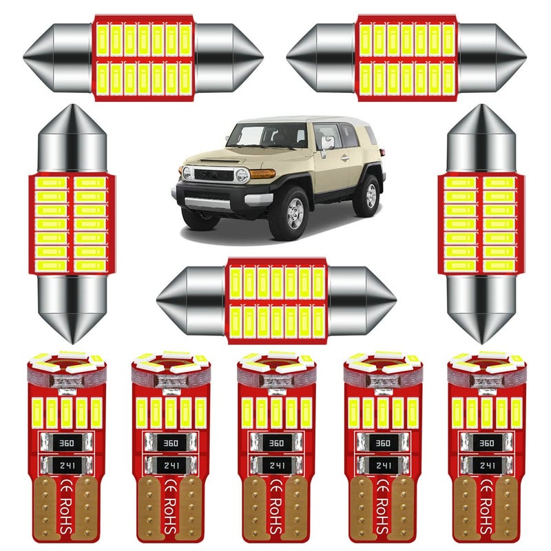 DODOFUN Deluxe Interior LED Light Compatible with 2006-2014 Toyota FJ cruiser (10-pc Bulb 6000k) - Image 1