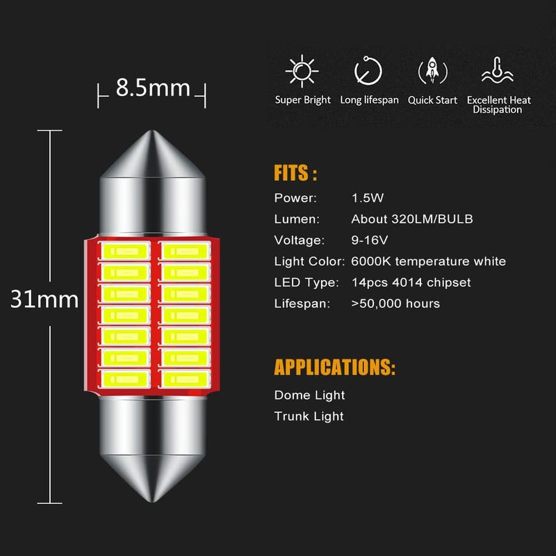 DODOFUN Deluxe Interior LED Light Compatible with 2006-2014 Toyota FJ cruiser (10-pc Bulb 6000k) - Image 2