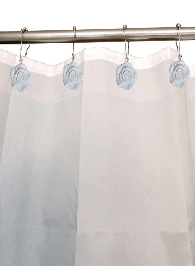 Careyoungs Rose Shower Curtain Hooks Rust Proof Fashion Floral Decor Bathroom Rings, Resin Rose Flower Curtain Hooks, Set of 12 (White) - Image 5