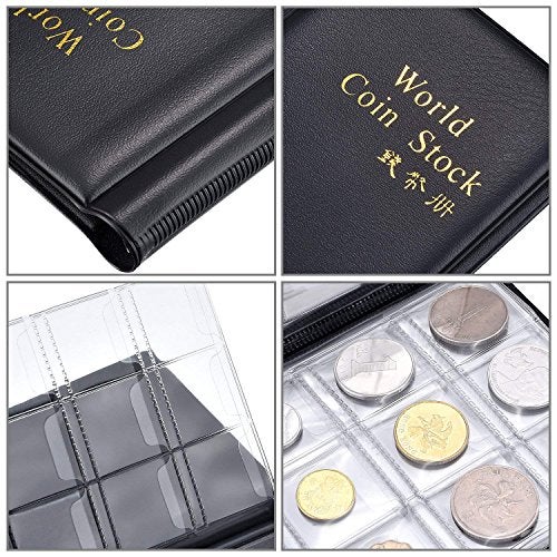 ANG 240 Pockets Coin Holder Collection Coin Storage Album Book for Collectors, Money Penny Pocket,Plastic- Black(Pack of 1) Small - Image 4