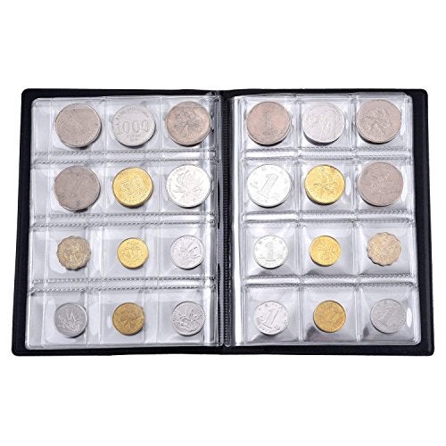 ANG 240 Pockets Coin Holder Collection Coin Storage Album Book for Collectors, Money Penny Pocket,Plastic- Black(Pack of 1) Small - Image 1
