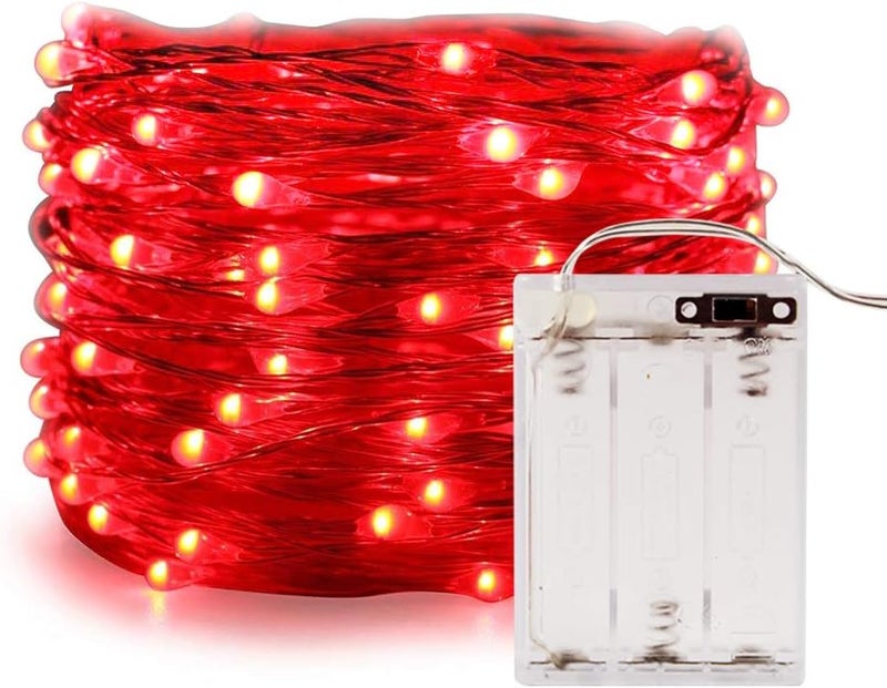 ANJAYLIA String Lights, 16.5Ft/5M 50leds Bright Light Party Home Festival Decorations Battery Operated Lights(Red) - Image 1