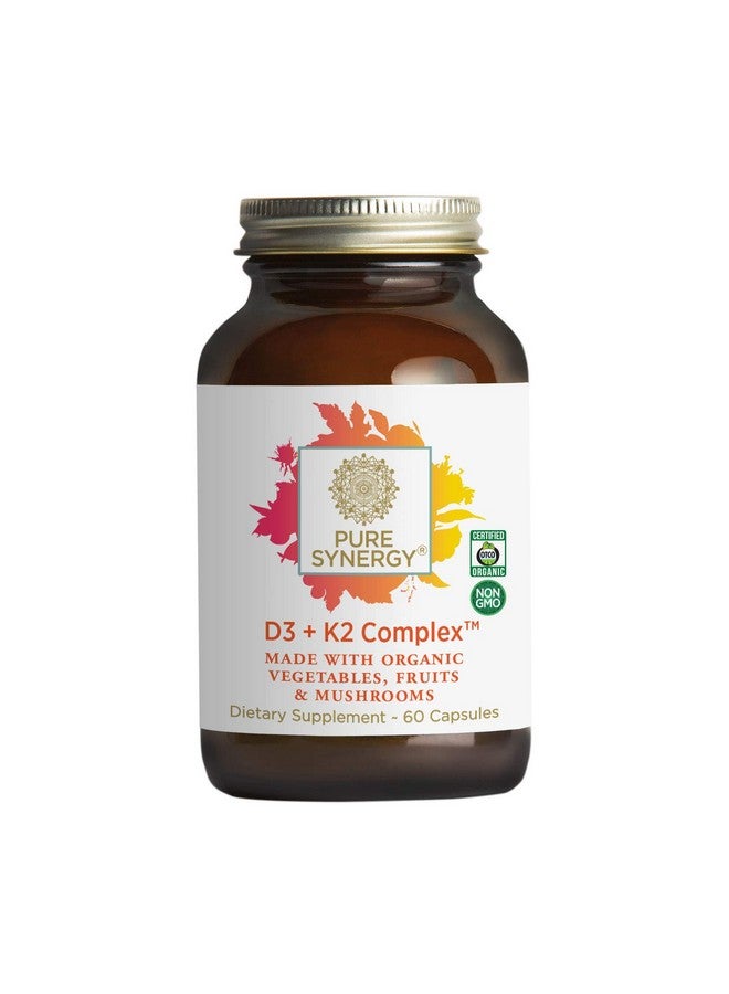 Pure Synergy مجمع D3 + K2 ; 60 كبسولة ; فيتامينات D3 + K2 مصنوعة من مكونات عضوية ; غير معدلة وراثيًا ; نباتية ; مصنوعة من خضروات وفواكه عضوية - Image 2