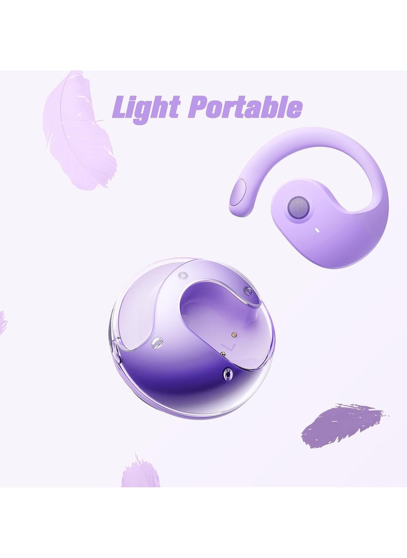 lekikpo Out of Ear Headphones Outside The Ear Wireless Ear Hanging Bluetooth Headset Over The Ear Open Ear Buds Earbuds Outside The Ear Headphones Bone Air Conduction Earbuds Purple  - Image 2