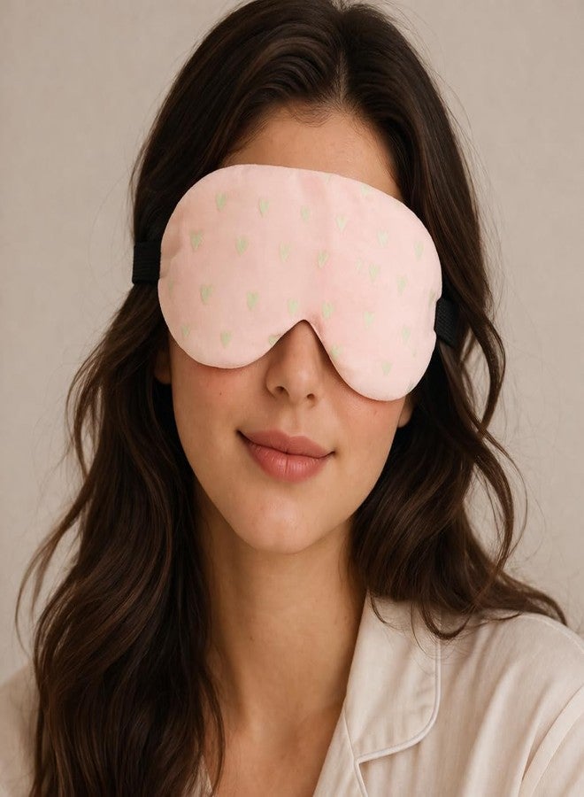Jenna Cooling Gel Sleeping Eye Mask for Relaxation and Sleep Adjustable Strap Soft Fabric Night Blind Fold for Comfort and Travel (V_Heart_Pink_Gel) - Image 1